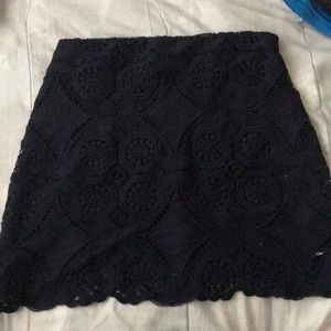 Navy Woven floral short skirt